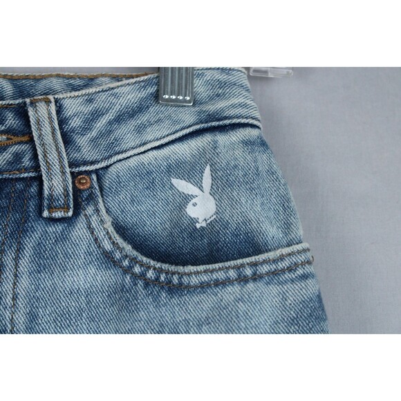 Playboy By PacSun Light Blue Jeans Medium Wash Back Slash 90’s Size 24 - Picture 14 of 16